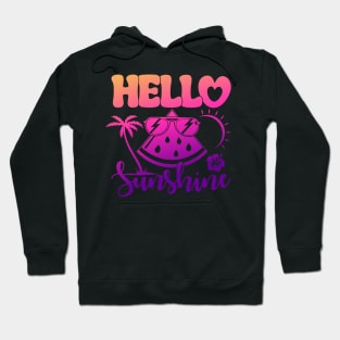 Hello Sunshine Summer Watermelon Vacation Beach Sunglass Hoodie